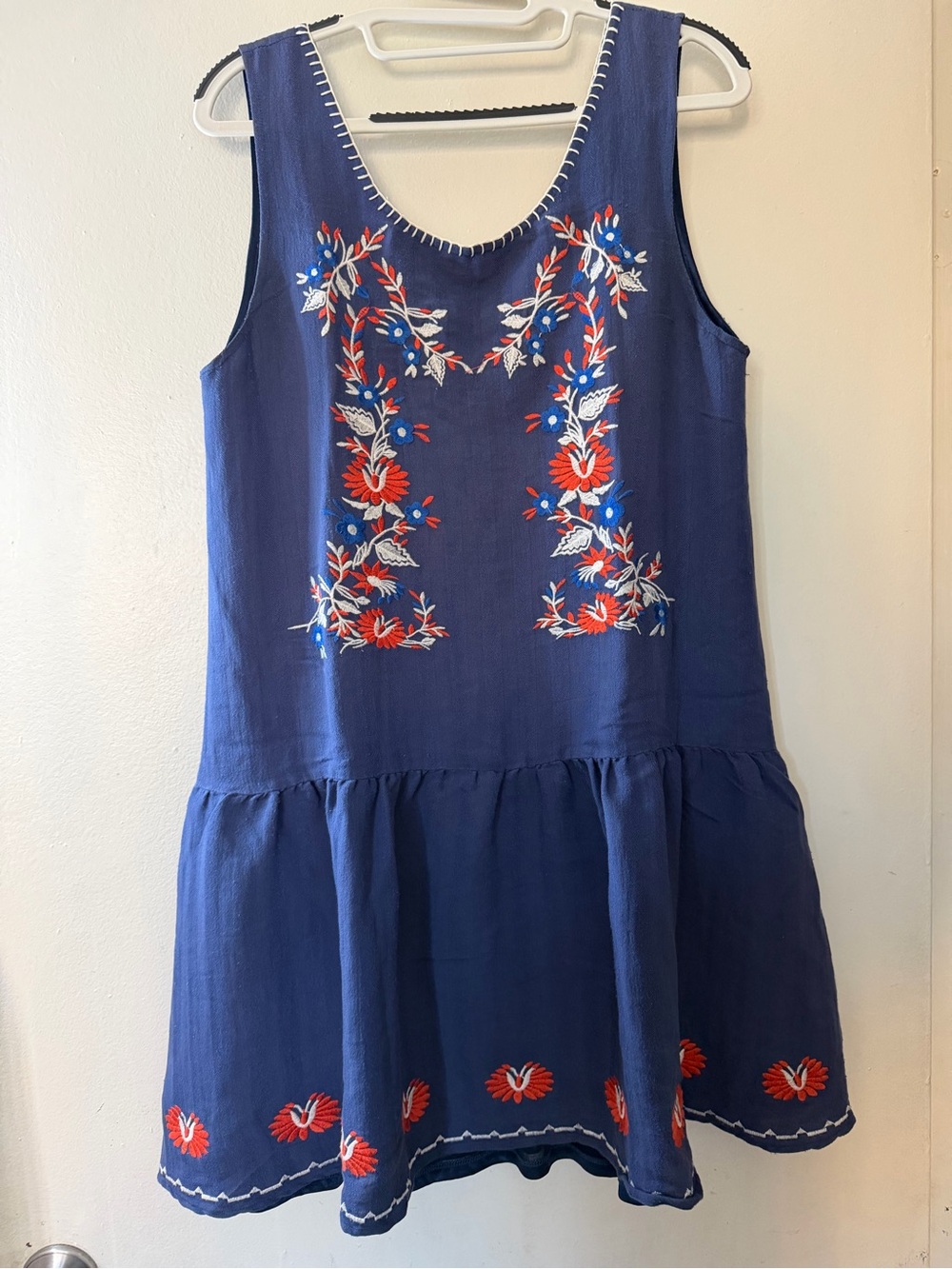 THML Embroidered Sleeveless Drop-Waist Dress – Size Large